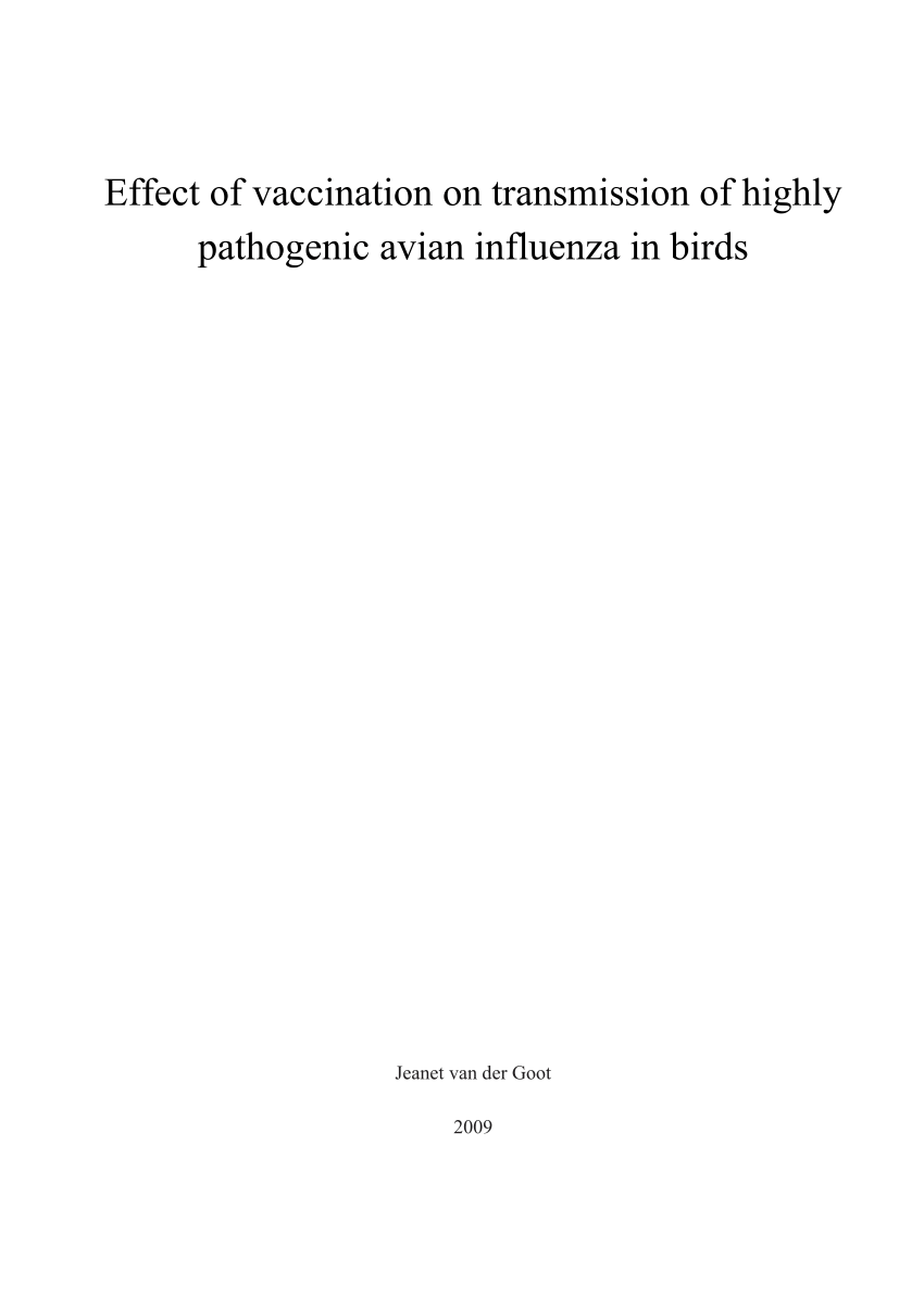 PDF) Effect of vaccination on transmission of highly pathogenic ...