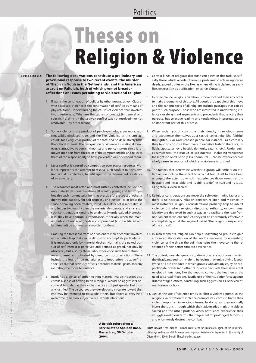 essay on religion in relation to violence