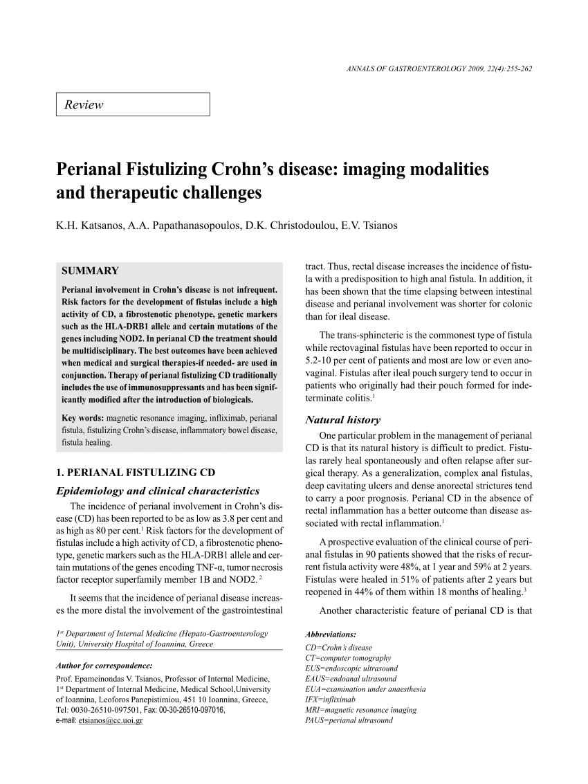 Pdf Perianal Fistulizing Crohn S Disease Imaging Modalities And Therapeutic Challenges