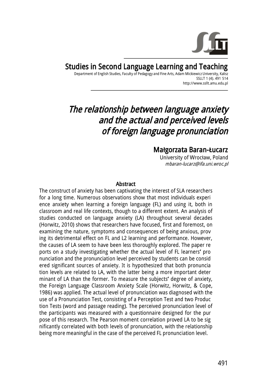 language anxiety research paper