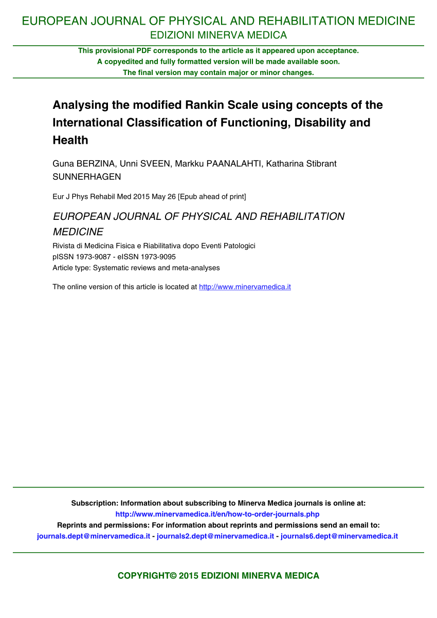 (PDF) Analyzing the modified Rankin Scale using concepts of the