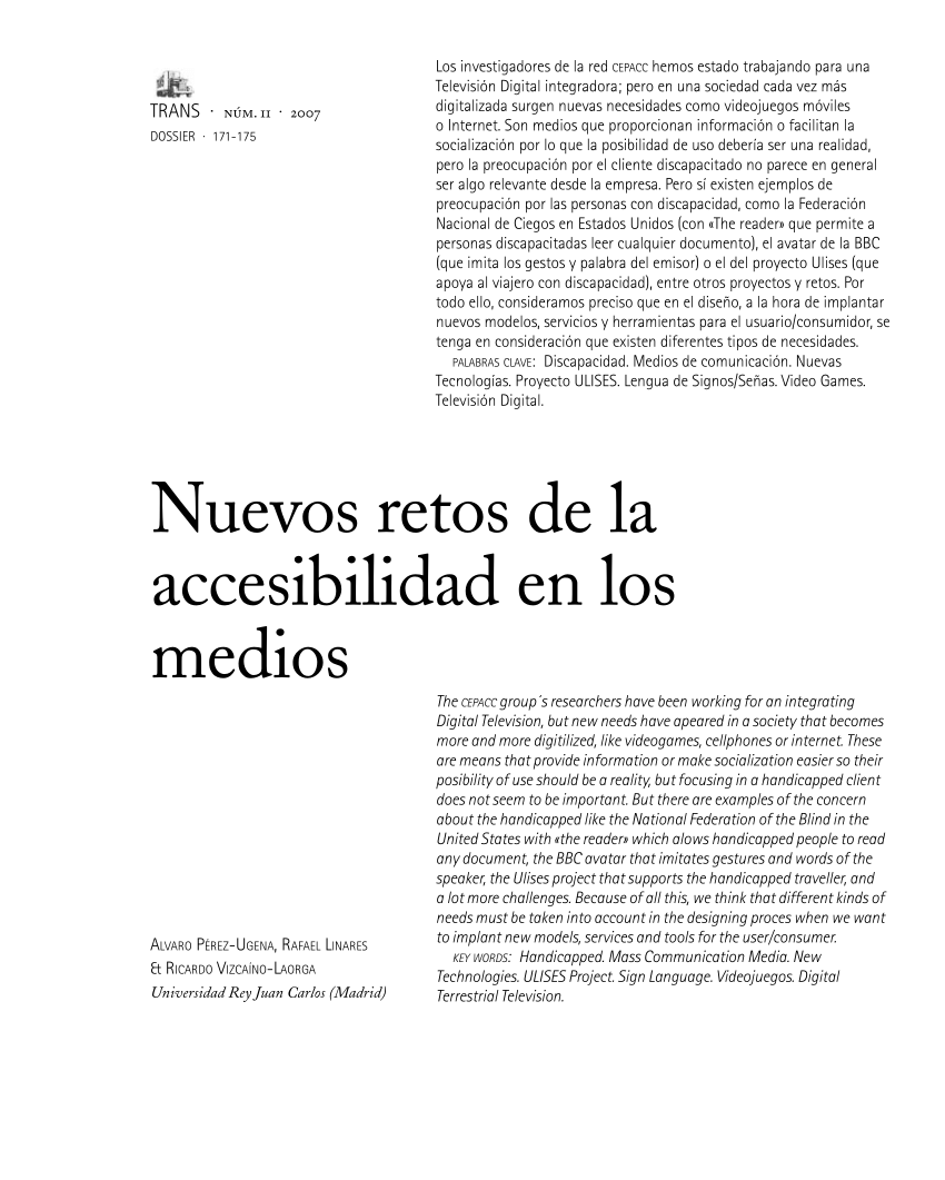 Pdf Nuevos Retos De La Accesibilidad En Los Medios