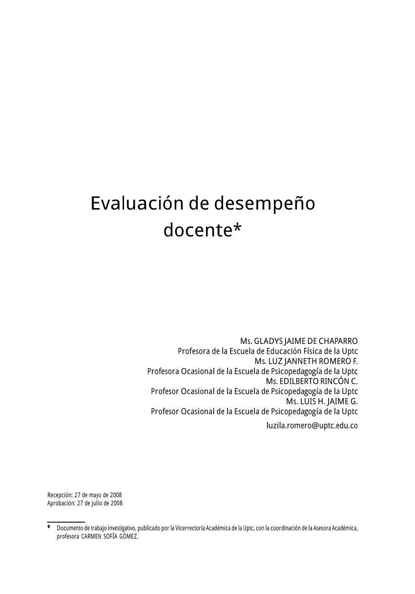 PDF) Evaluación de desempeño docente
