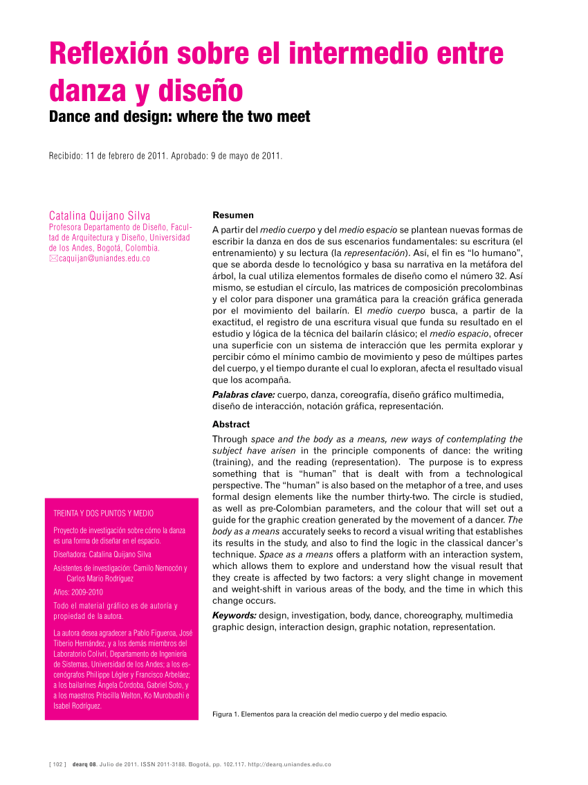 PDF) Reflexión sobre el intermedio entre danza y diseño