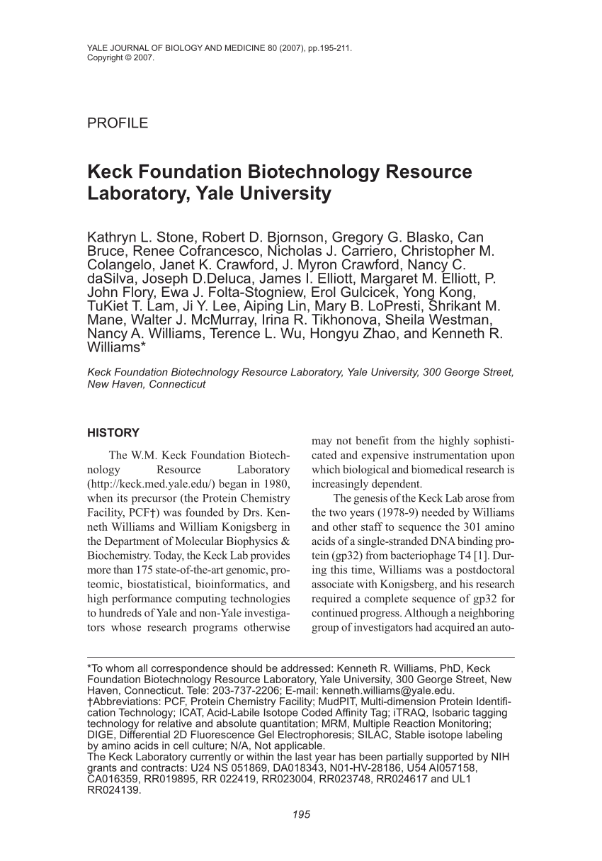 PDF) Genomics and Proteomics Issue: Keck Foundation Biotechnology ...