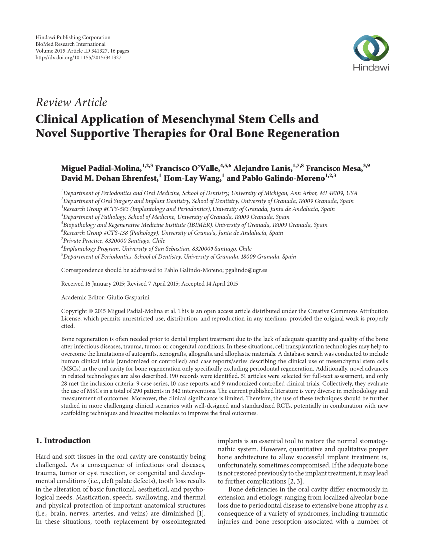 PDF) Clinical Application of Mesenchymal Stem Cells and Novel ...