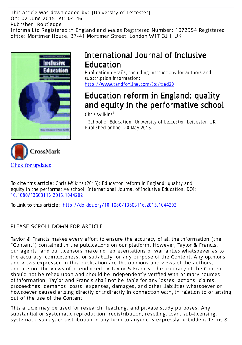 scholarly article on education reform