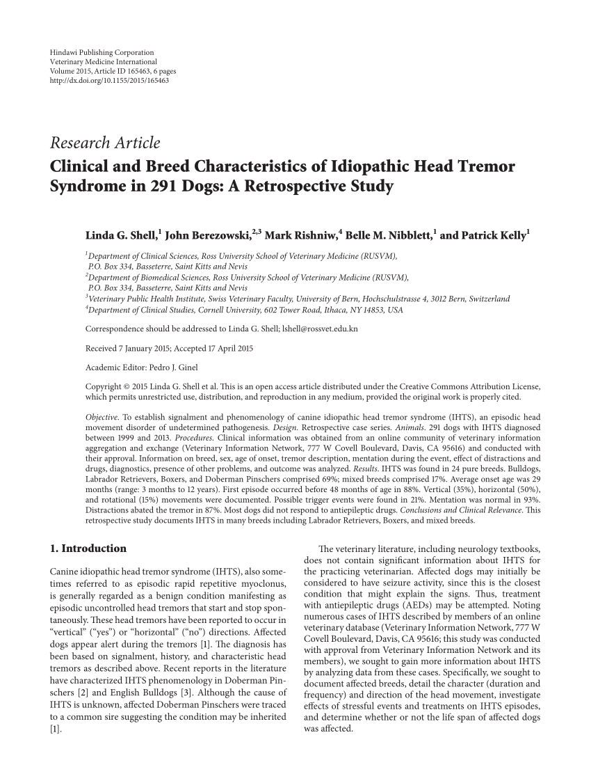 what causes idiopathic head tremors in dogs