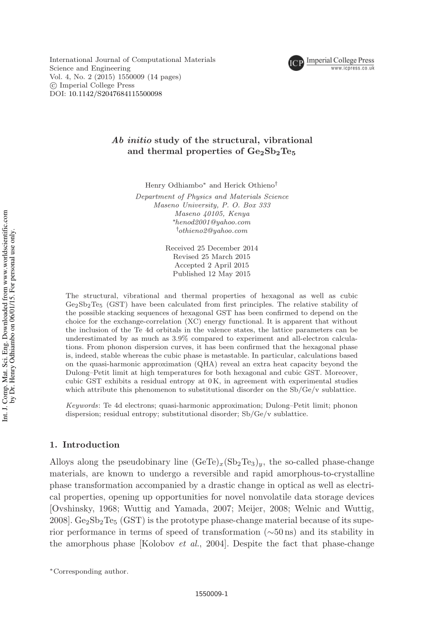 Pdf Ab Initio Study Of The Structural Vibrational And Thermal