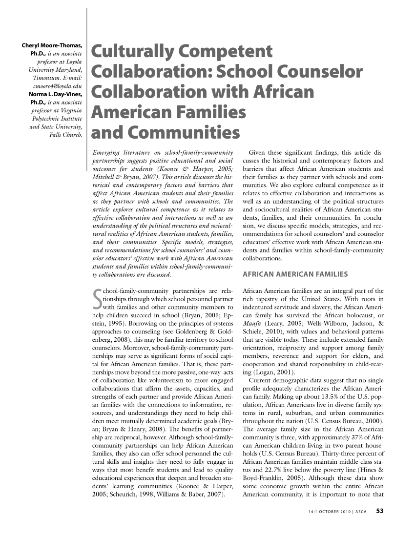 Pdf Culturally Competent Collaboration School Counselor