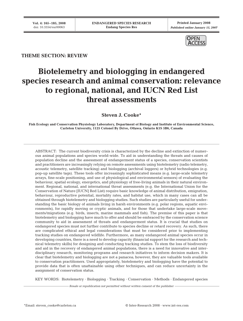 research paper on endangered species pdf