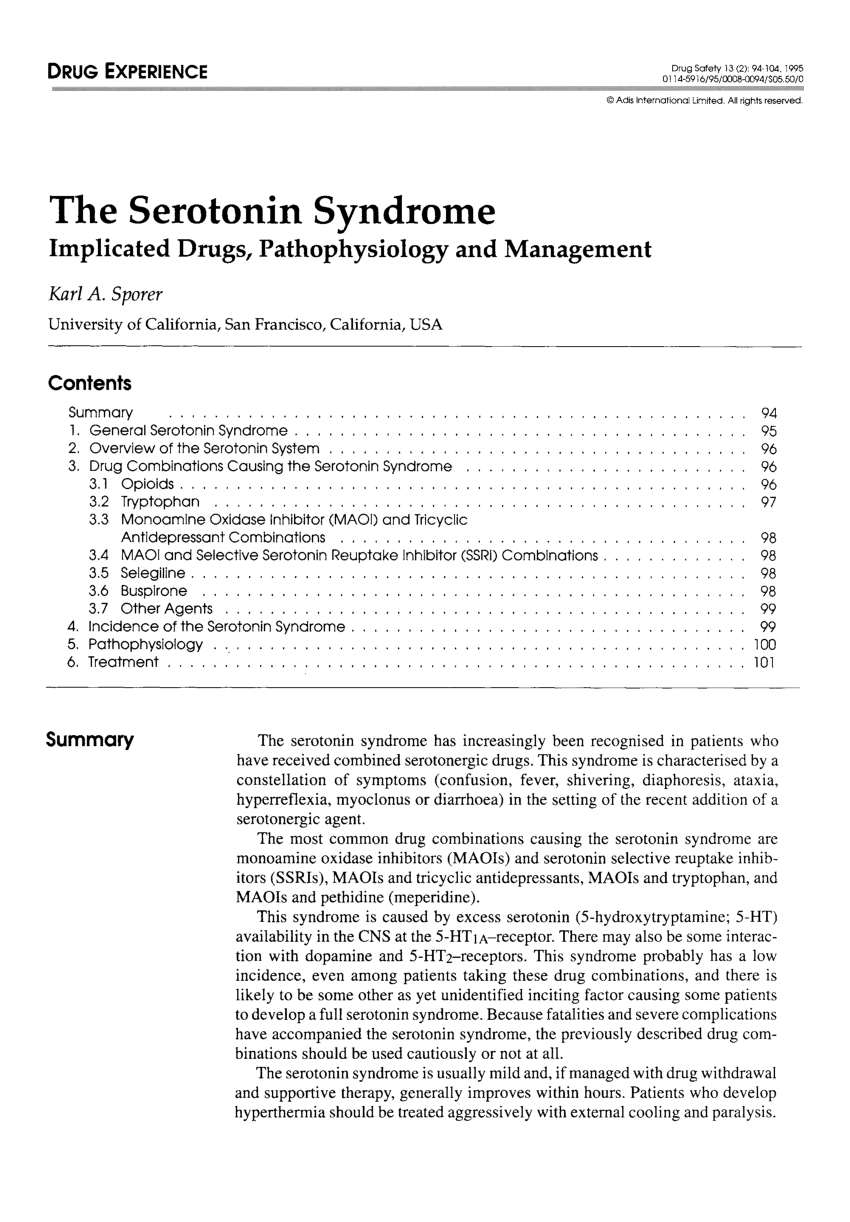 Pdf The Serotonin Syndrome