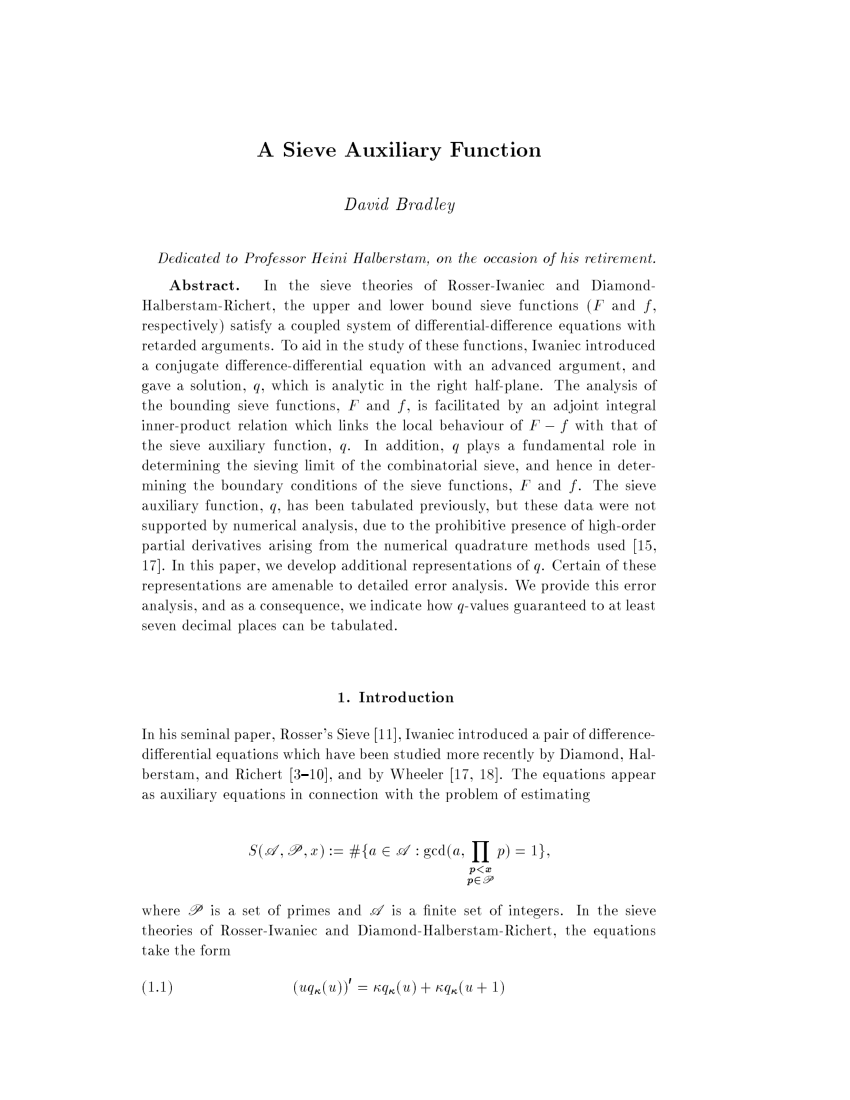 (PDF) A Sieve Auxiliary Function