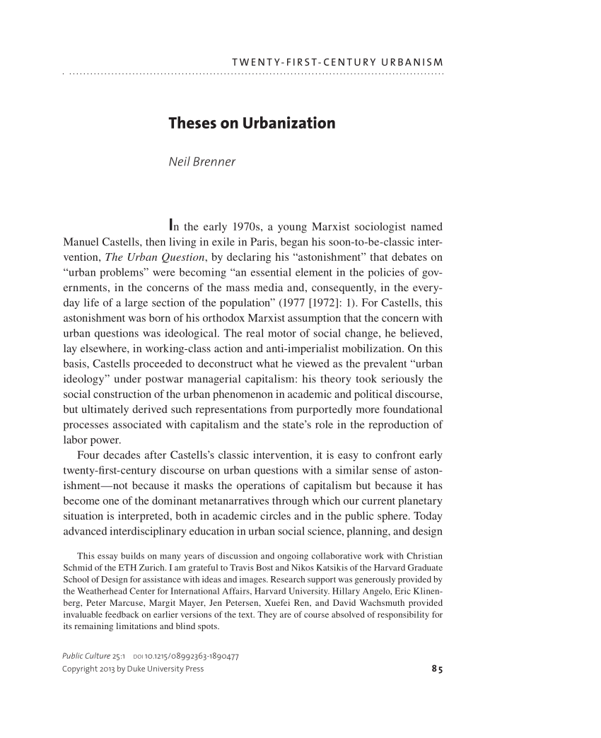 thesis statements about urbanization