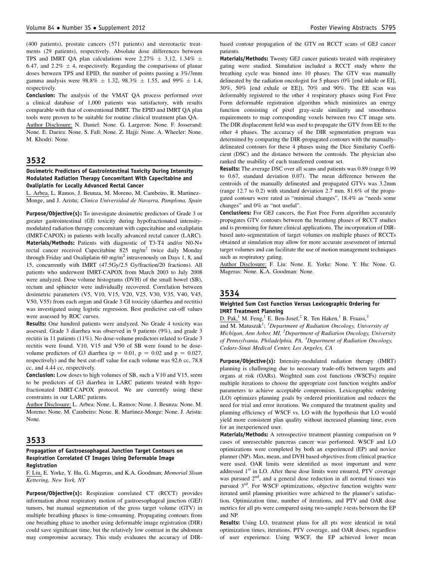 Pdf Dosimetric Predictors Of Gastrointestinal Toxicity During Intensity Modulated Radiation 0030