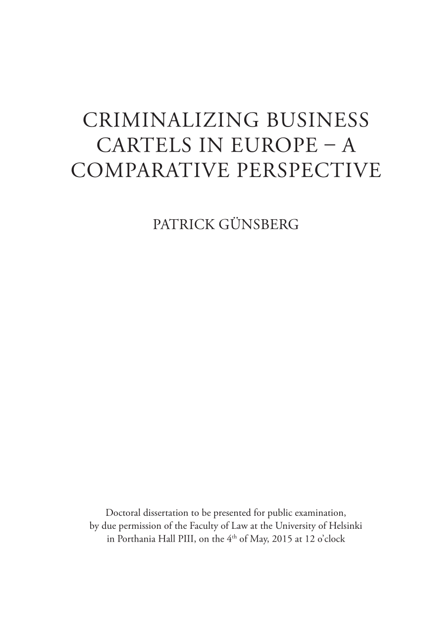 Pdf Doctoral Dissertation Criminalizing Busines Cartel In Europe A Comparative Perspective Adverse Possession 