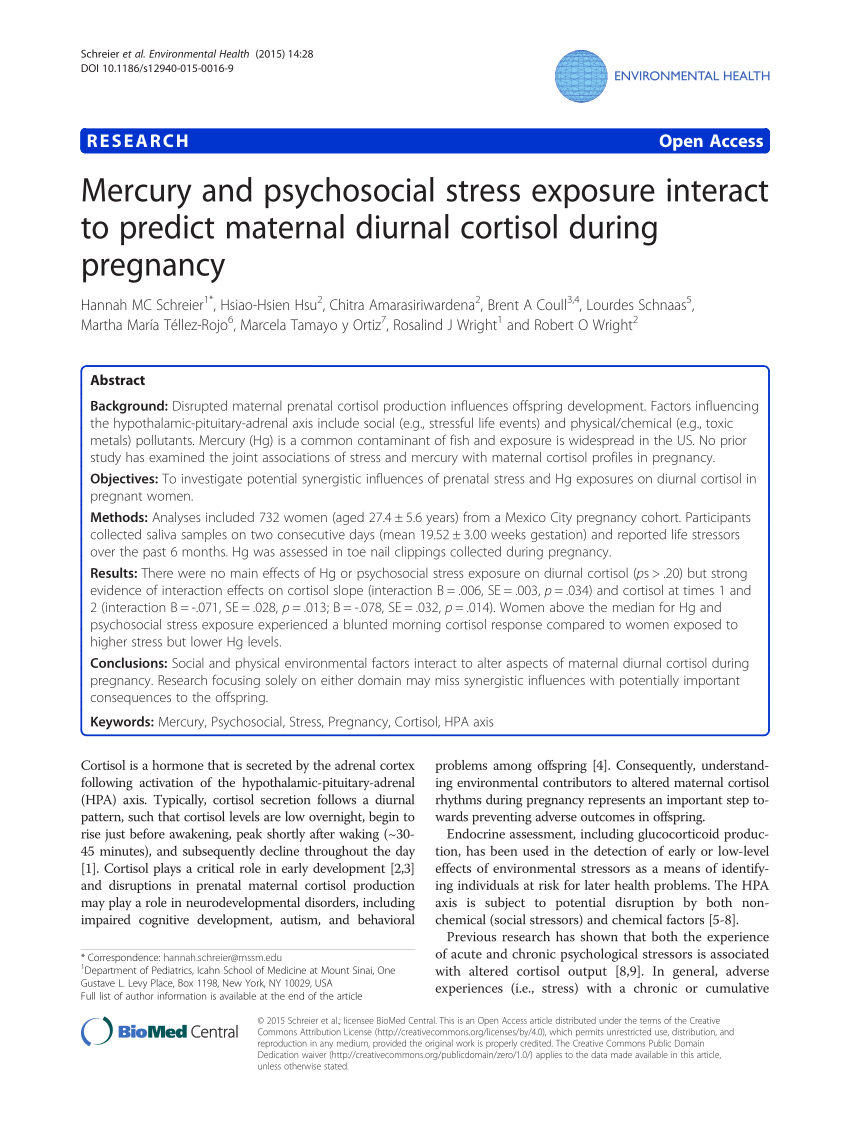 PDF) Mercury and psychosocial stress exposure interact to predict ...