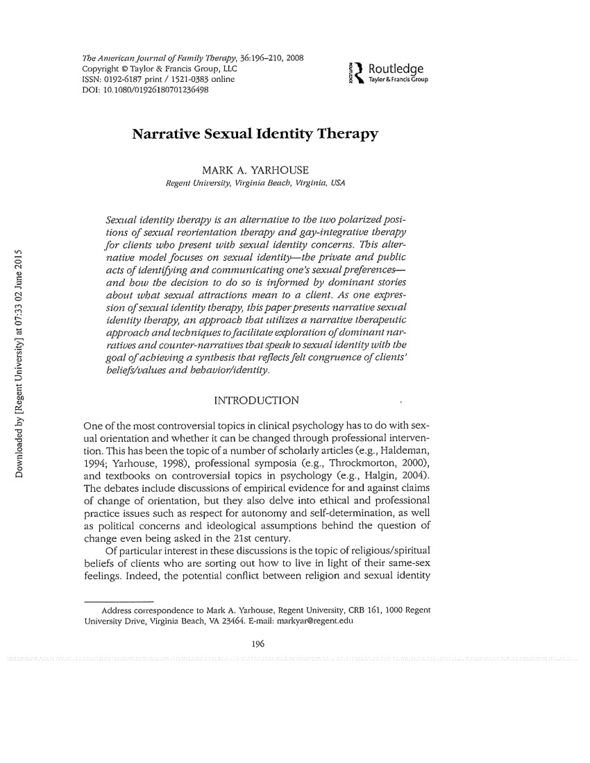 PDF Narrative Sexual Identity Therapy