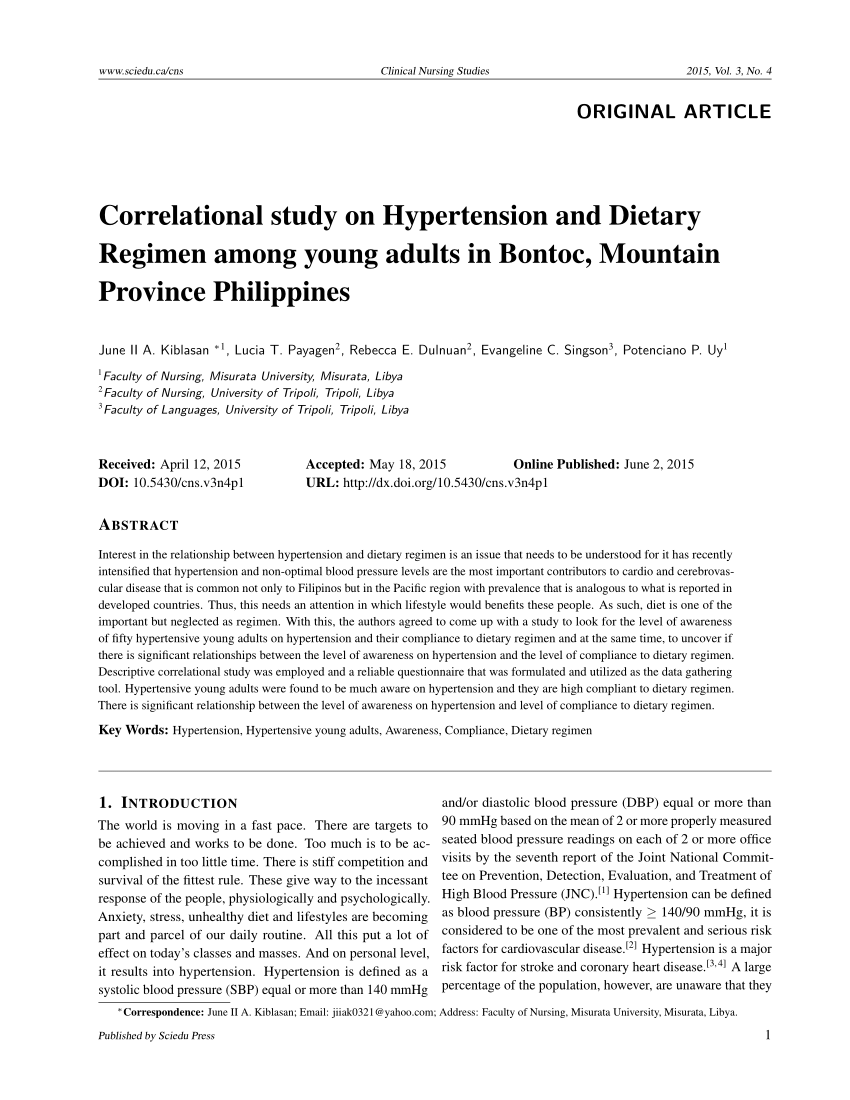 sample of research paper about hypertension