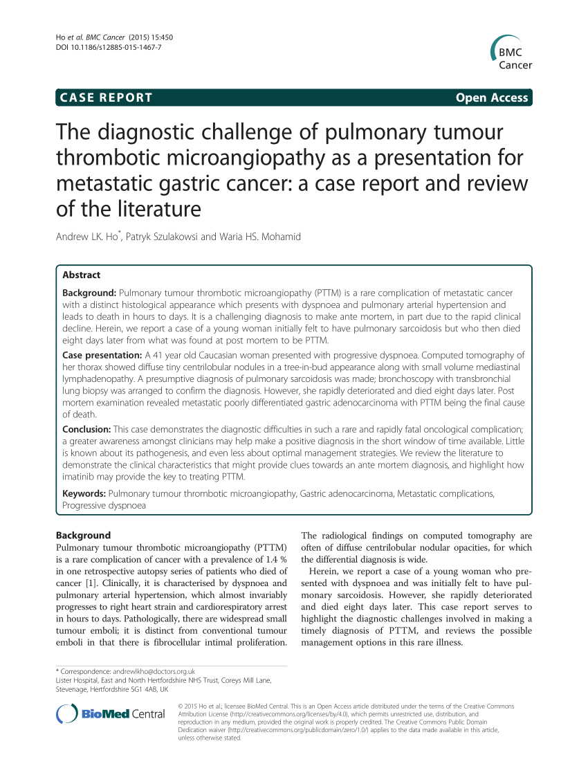 Pdf Erratum To The Diagnostic Challenge Of Pulmonary Tumour