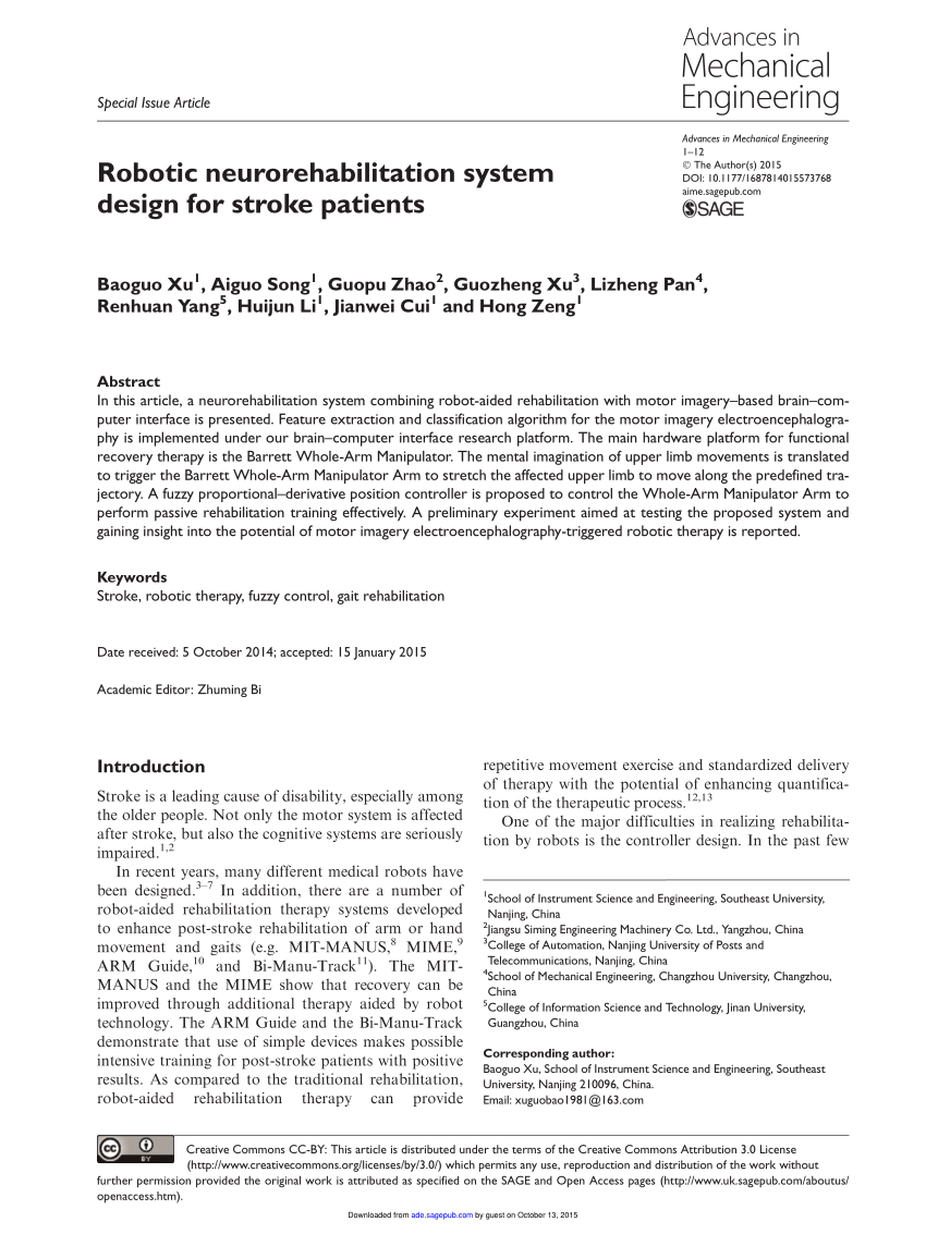 Pdf Robotic Neurorehabilitation System Design For Stroke Patients