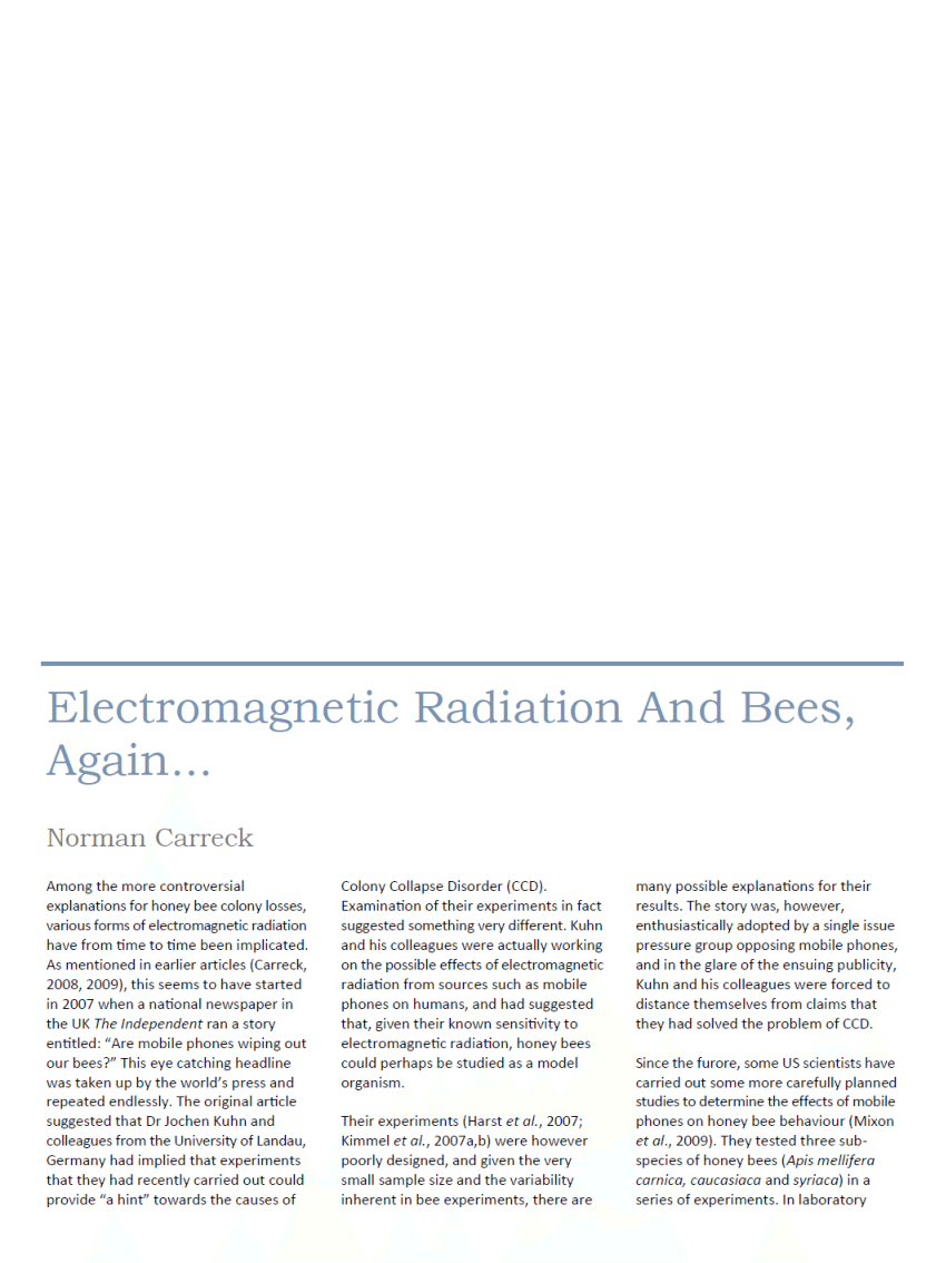 (PDF) Electromagnetic Radiation And Bees, Again…