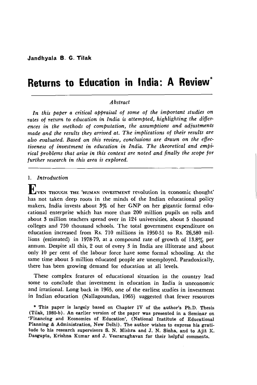research paper on education in india pdf