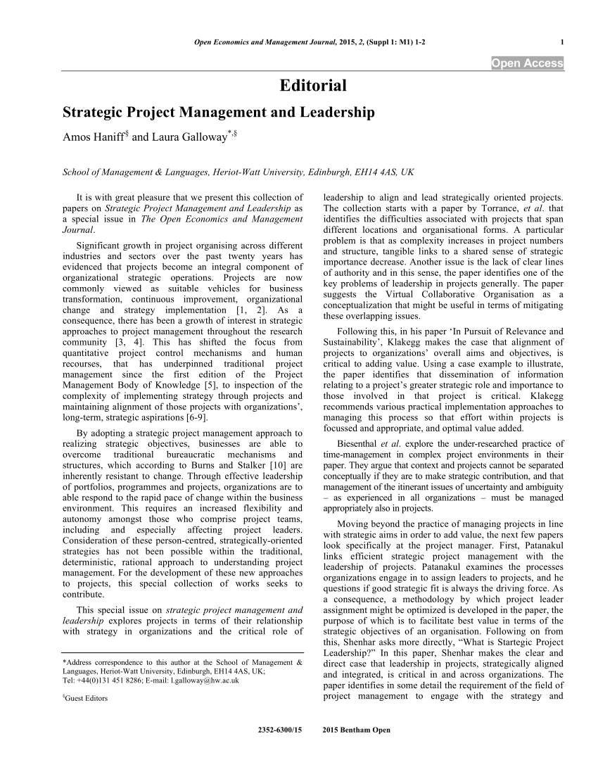 thesis on project leadership and management