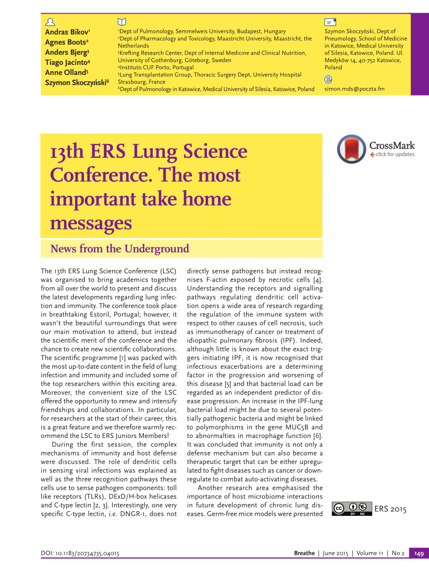 (PDF) 13th ERS Lung Science Conference. The most important take home