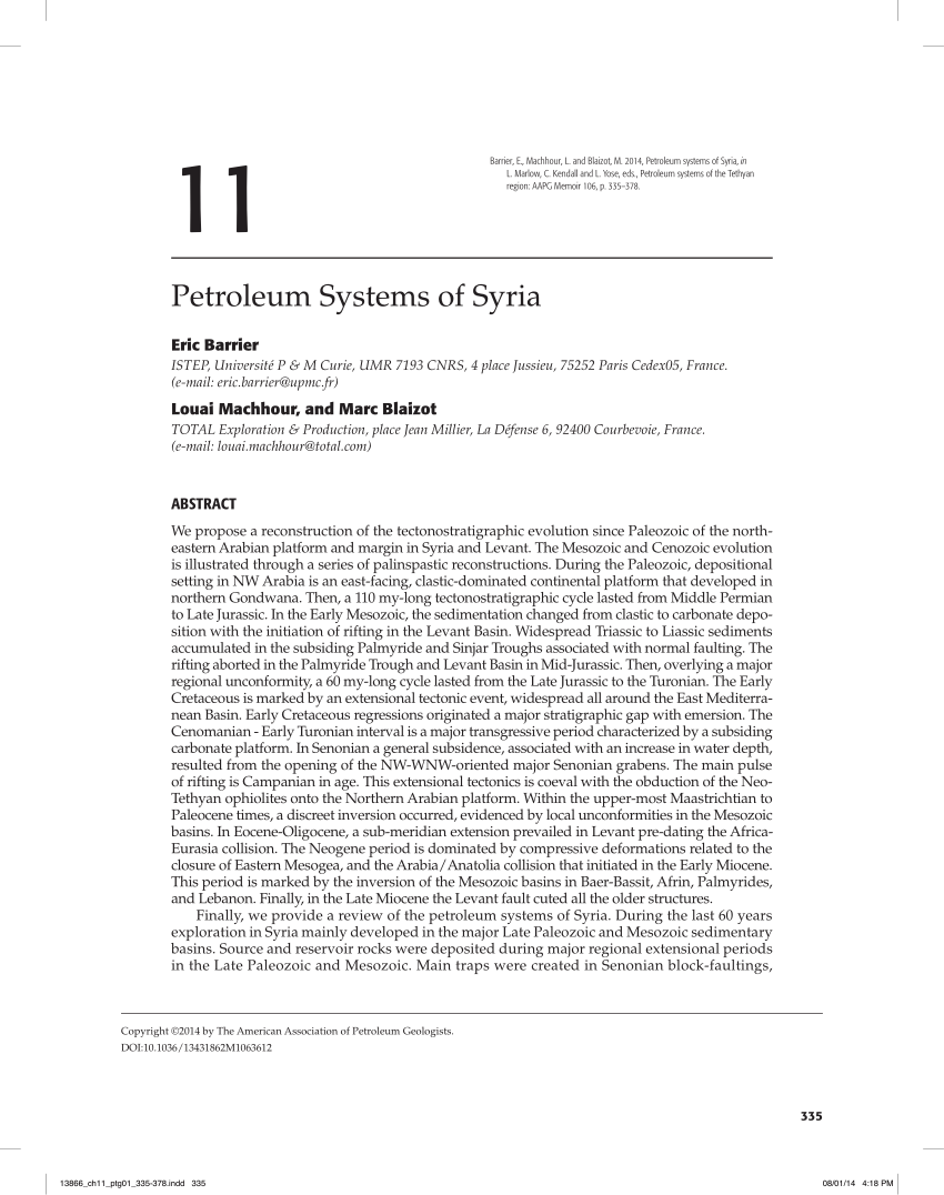 Pdf Petroleum Systems Of Syria