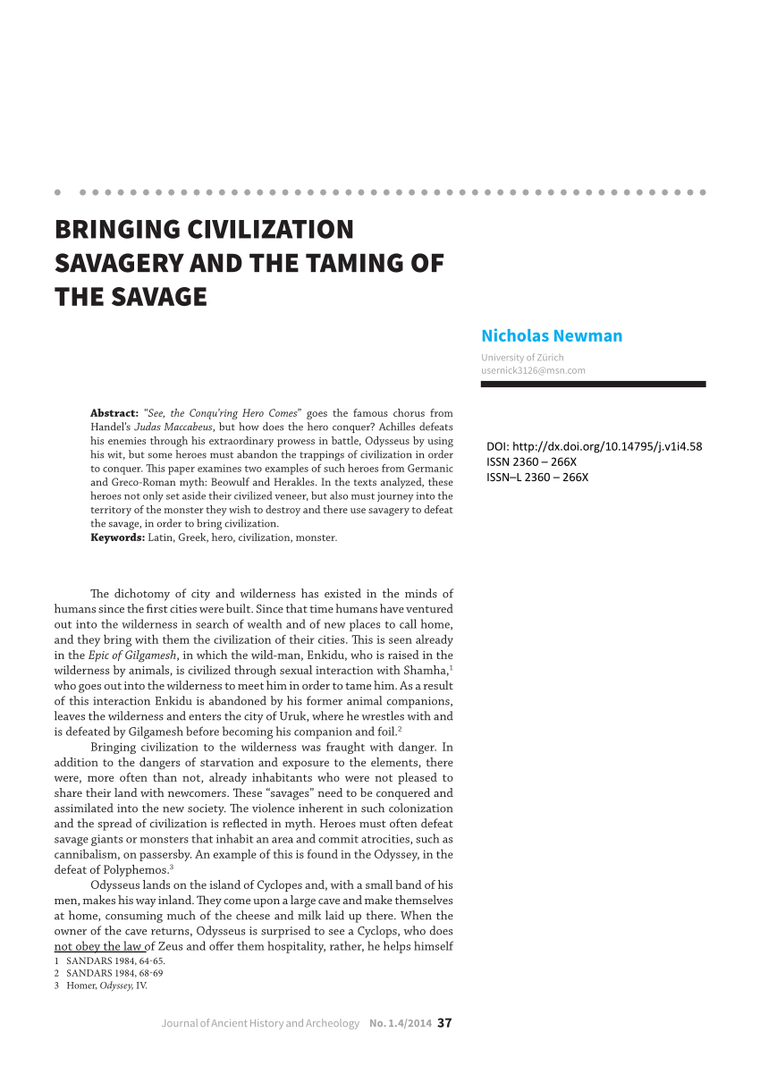 civilization vs savagery meaning