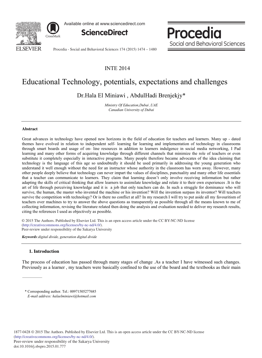Pdf Educational Technology Potentials Expectations And Challenges