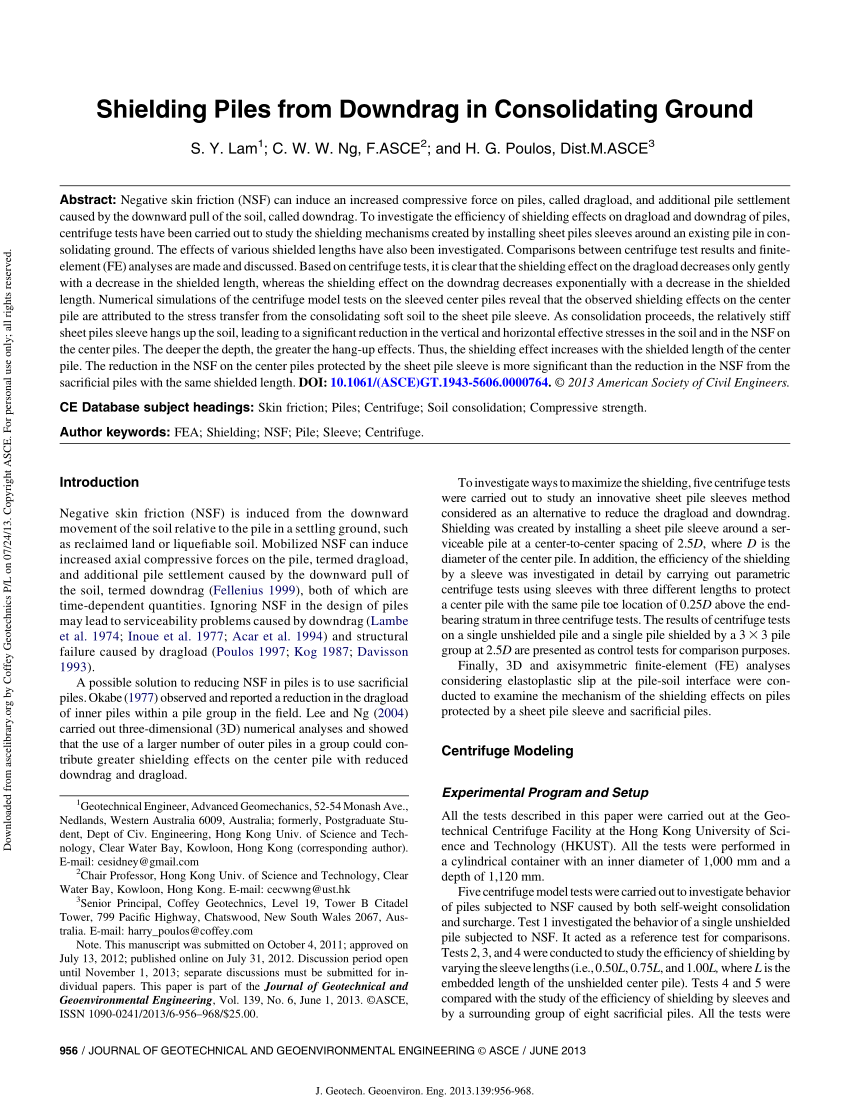 Pdf Shielding Piles From Downdrag In Consolidating Ground