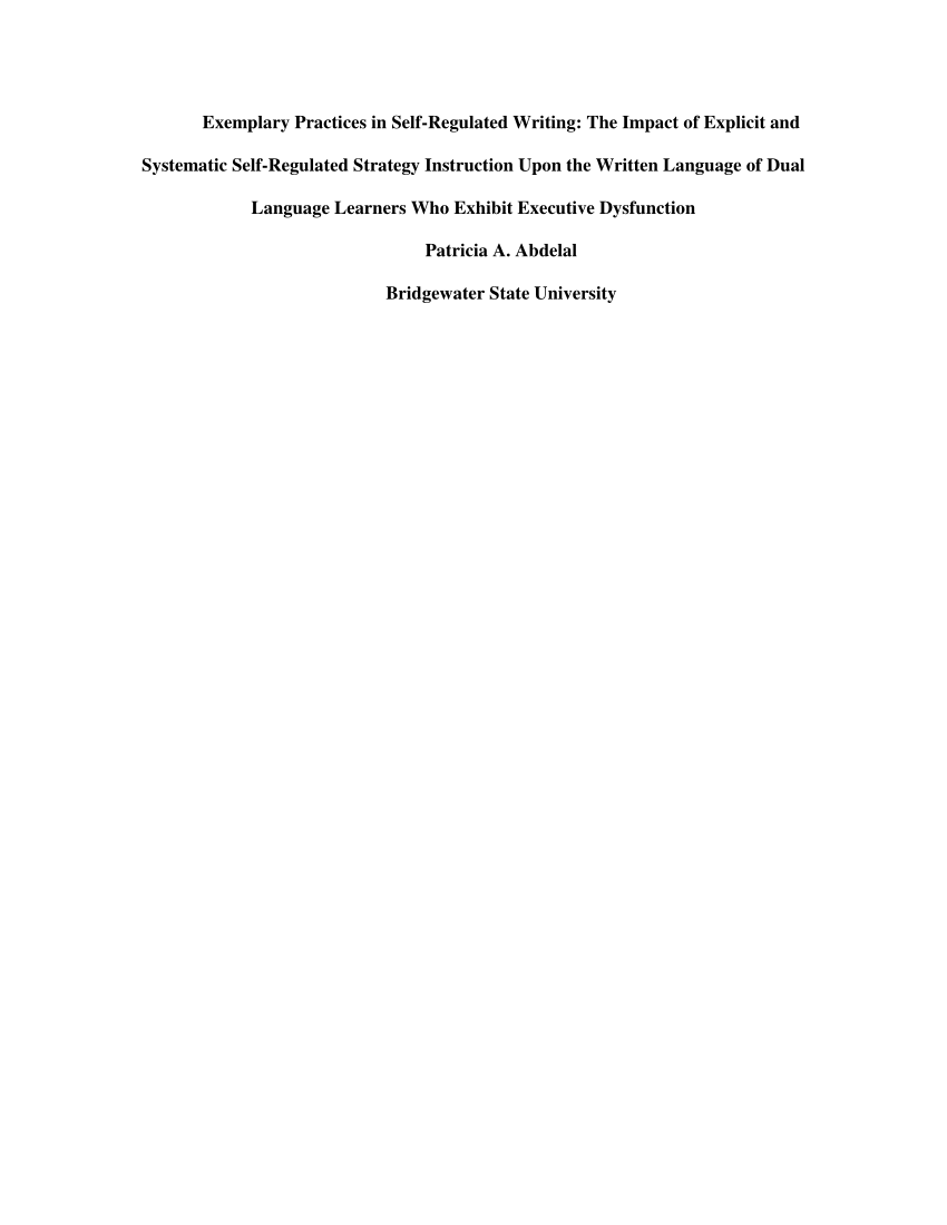 Pdf Exemplary Practices In Self Regulated Writing The Impact Of Explicit And Systematic Self