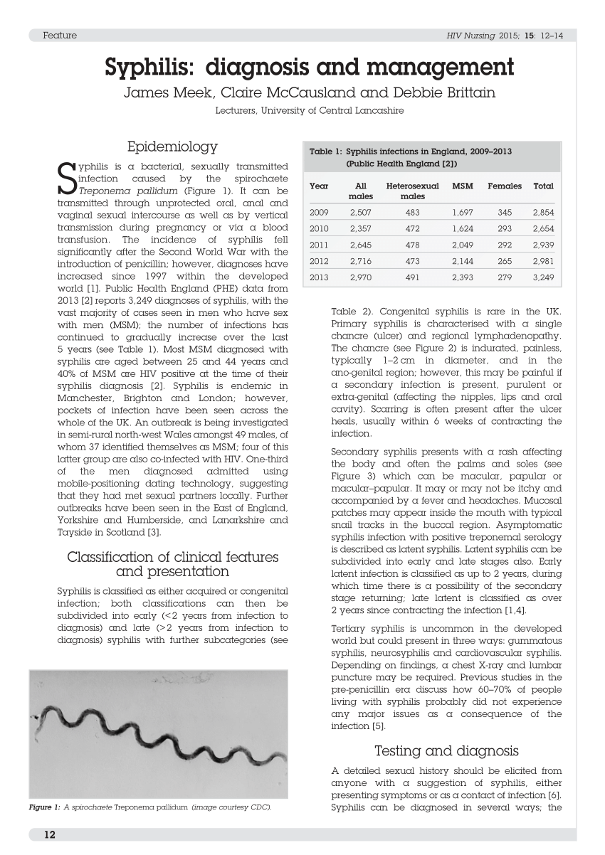 (PDF) Syphilis: Diagnosis and management