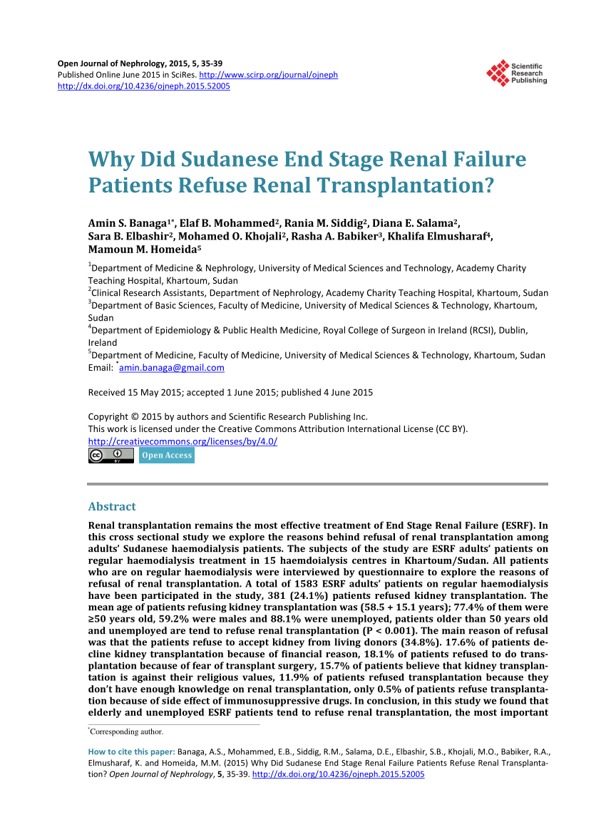 (PDF) Why Did Sudanese End Stage Renal Failure Patients ...