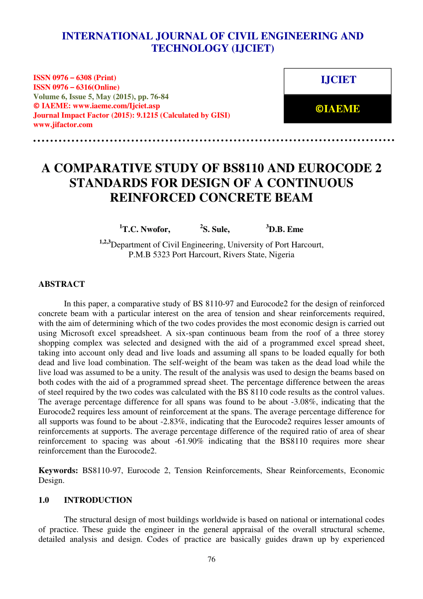 A COMPARATIVE STUDY OF BS8110 AND EUROCODE 2 STANDARDS FOR ...