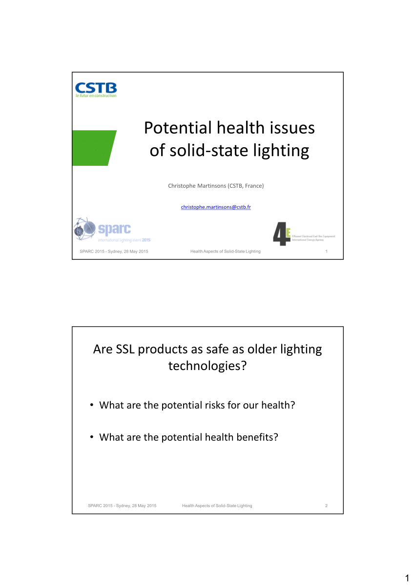 (PDF) Health effects of LEDs and SSL, invited talk at SPARC 2015