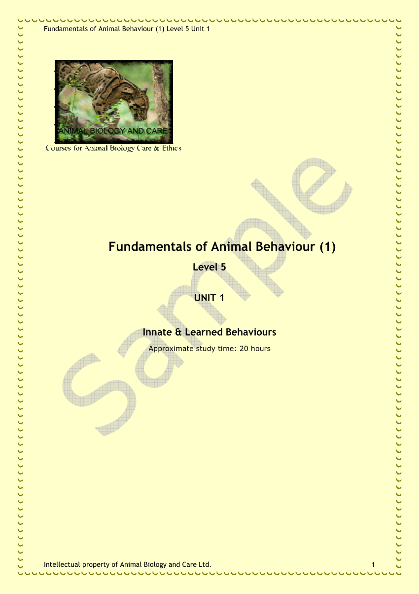 PDF) Unit 1 Animal Behaviour course
