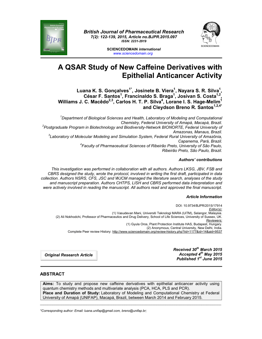 PDF) A QSAR Study of New Caffeine Derivatives with Epithelial ...