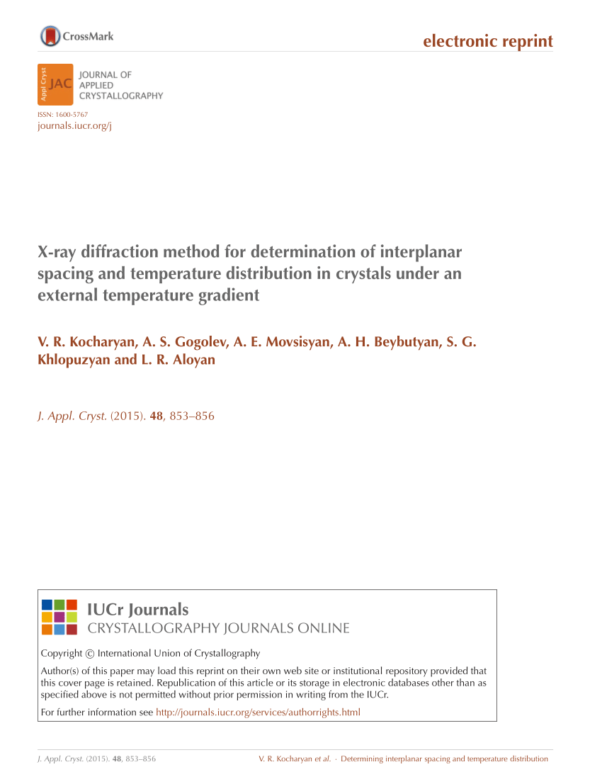 Pdf X Ray Diffraction Method For Determination Of Interplanar Spacing And Temperature Distribution In Crystals Under An External Temperature Gradient