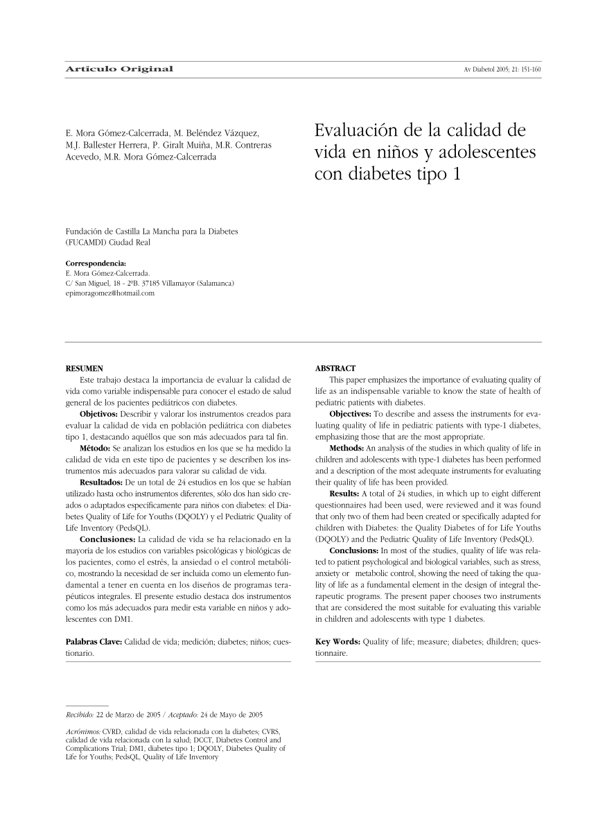 Cuestionario De Calidad De Vida Relacionada Con La Salud Tipo De Diabetes Terapias Laser Para Adelgazar