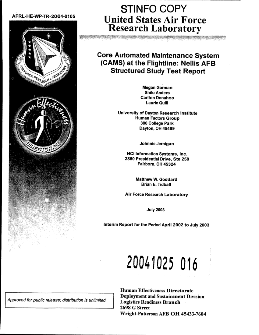 (PDF) Core Automated Maintenance System (CAMS) at the ...
