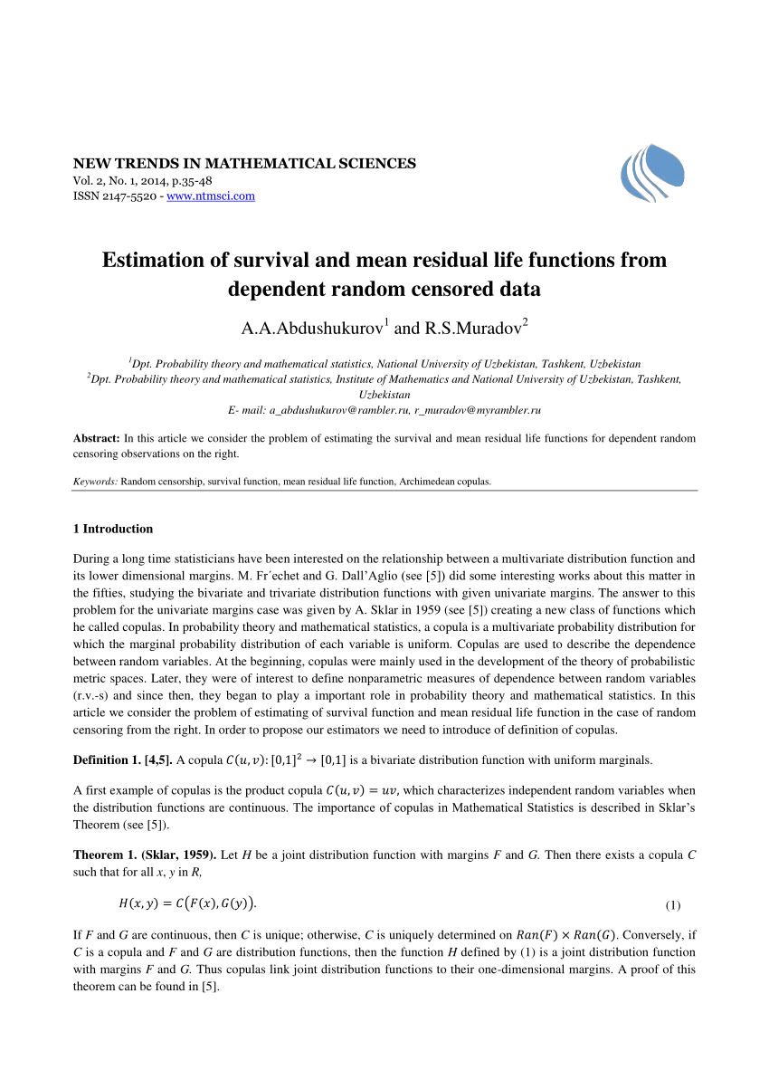 pdf) on some estimates of mean residual life function under random