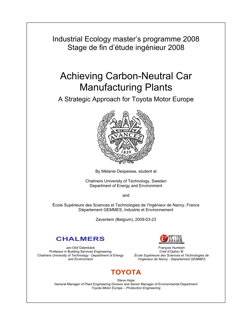 PDF) Achieving Carbon-Neutral Car Manufacturing Plants