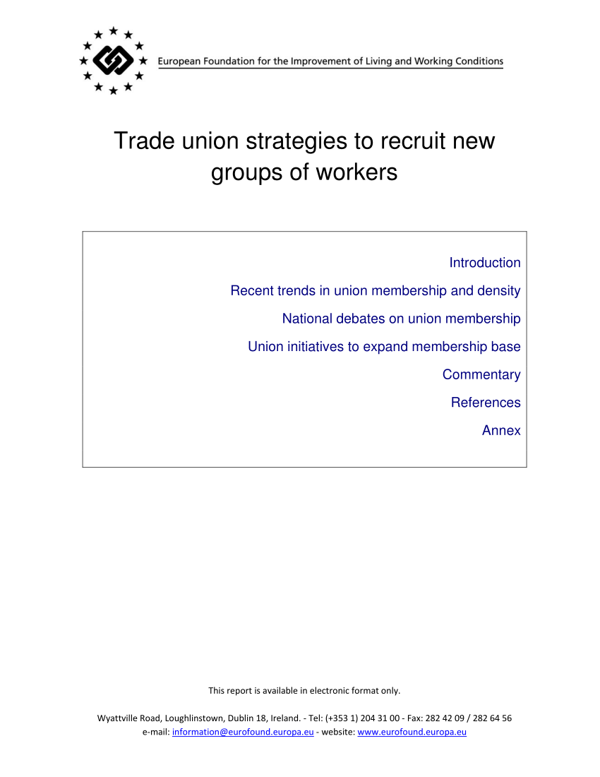 PDF) Trade Union Strategies to Recruit New Groups of Workers Regarding trade union recognition agreement template