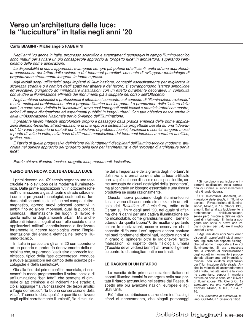 PDF) Verso un'architettura della luce: la “lucicultura” in Italia negli  anni '20