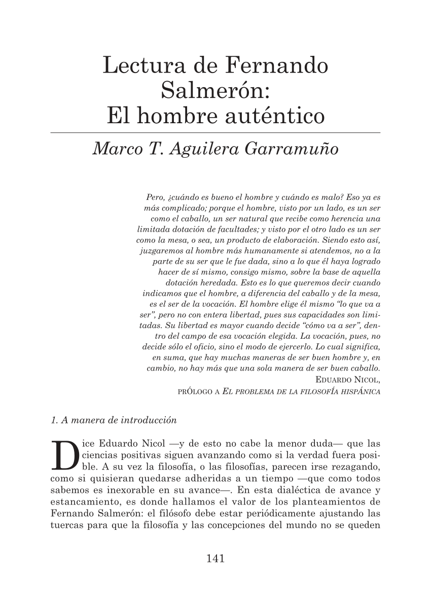 PDF) Lectura de Fernando Salmerón : El Hombre auténtico