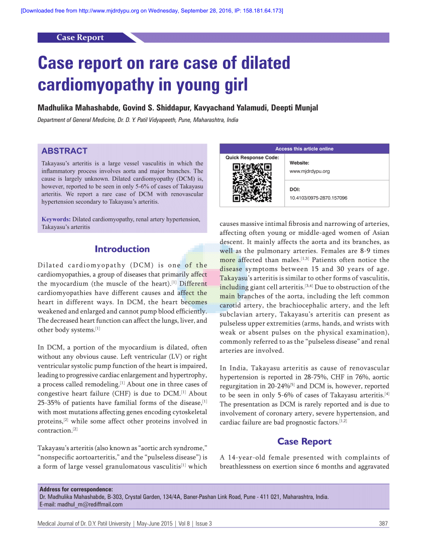 case study of cardiomyopathy