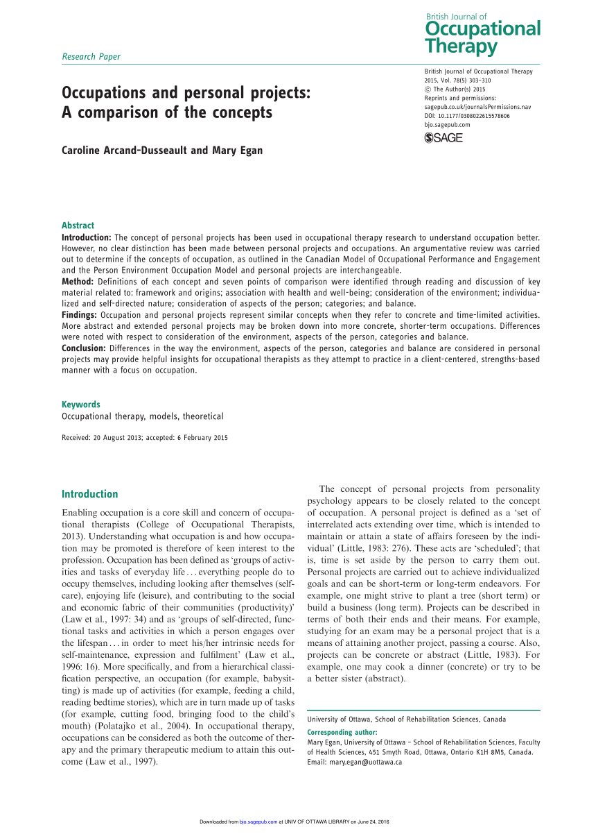 Occupational Therapy Model part 1 Compare and Contrast CMOP, PEO